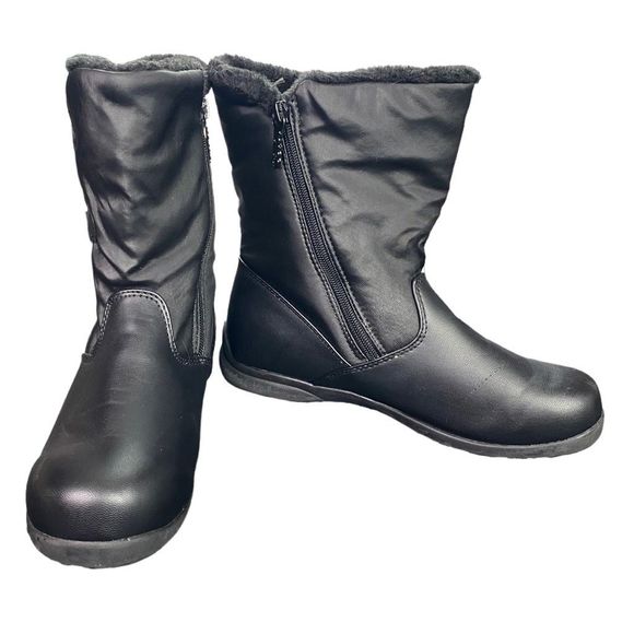 Totes Black Faux Fur Side-Zip Boots - Size 8M - Picture 2 of 12